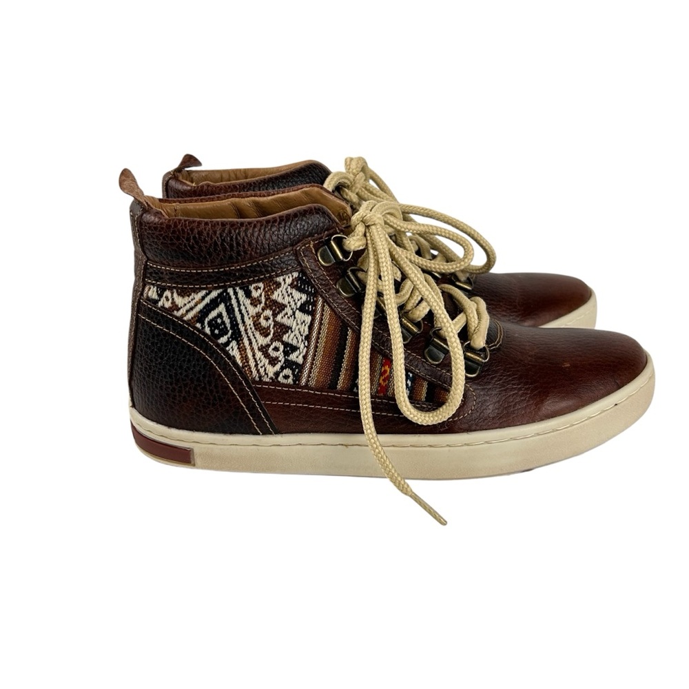 Inkkas Leather Sneakers Womens Brown Aztec Boho Shoes